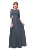 ColsBM Silver Charcoal Bridesmaid Dresses Mature Floor Length Boat Zip up Sash A-line