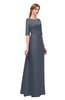 ColsBM Silver Charcoal Bridesmaid Dresses Mature Floor Length Boat Zip up Sash A-line