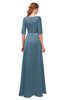 ColsBM Silver Copen Blue Bridesmaid Dresses Mature Floor Length Boat Zip up Sash A-line