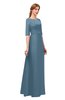 ColsBM Silver Copen Blue Bridesmaid Dresses Mature Floor Length Boat Zip up Sash A-line