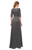 ColsBM Silver Dark Gull Gray Bridesmaid Dresses Mature Floor Length Boat Zip up Sash A-line