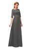 ColsBM Silver Dark Gull Gray Bridesmaid Dresses Mature Floor Length Boat Zip up Sash A-line