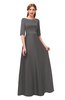ColsBM Silver Dark Gull Gray Bridesmaid Dresses Mature Floor Length Boat Zip up Sash A-line