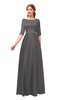 ColsBM Silver Dark Gull Gray Bridesmaid Dresses Mature Floor Length Boat Zip up Sash A-line