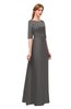 ColsBM Silver Dark Gull Gray Bridesmaid Dresses Mature Floor Length Boat Zip up Sash A-line