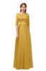 ColsBM Silver Gold Bridesmaid Dresses Mature Floor Length Boat Zip up Sash A-line
