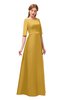 ColsBM Silver Gold Bridesmaid Dresses Mature Floor Length Boat Zip up Sash A-line