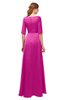 ColsBM Silver Hot Pink Bridesmaid Dresses Mature Floor Length Boat Zip up Sash A-line