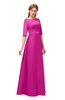ColsBM Silver Hot Pink Bridesmaid Dresses Mature Floor Length Boat Zip up Sash A-line