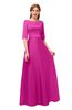 ColsBM Silver Hot Pink Bridesmaid Dresses Mature Floor Length Boat Zip up Sash A-line