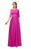ColsBM Silver Hot Pink Bridesmaid Dresses Mature Floor Length Boat Zip up Sash A-line