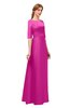 ColsBM Silver Hot Pink Bridesmaid Dresses Mature Floor Length Boat Zip up Sash A-line