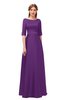 ColsBM Silver Magic Purple Bridesmaid Dresses Mature Floor Length Boat Zip up Sash A-line
