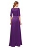 ColsBM Silver Magic Purple Bridesmaid Dresses Mature Floor Length Boat Zip up Sash A-line