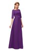 ColsBM Silver Magic Purple Bridesmaid Dresses Mature Floor Length Boat Zip up Sash A-line