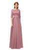 ColsBM Silver Nectar Pink Bridesmaid Dresses Mature Floor Length Boat Zip up Sash A-line