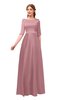ColsBM Silver Nectar Pink Bridesmaid Dresses Mature Floor Length Boat Zip up Sash A-line