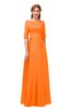 ColsBM Silver Orange Bridesmaid Dresses Mature Floor Length Boat Zip up Sash A-line