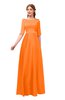 ColsBM Silver Orange Bridesmaid Dresses Mature Floor Length Boat Zip up Sash A-line