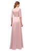 ColsBM Silver Pastel Pink Bridesmaid Dresses Mature Floor Length Boat Zip up Sash A-line