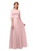 ColsBM Silver Pastel Pink Bridesmaid Dresses Mature Floor Length Boat Zip up Sash A-line