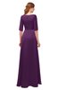 ColsBM Silver Plum Bridesmaid Dresses Mature Floor Length Boat Zip up Sash A-line