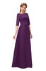 ColsBM Silver Plum Bridesmaid Dresses Mature Floor Length Boat Zip up Sash A-line