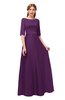 ColsBM Silver Plum Bridesmaid Dresses Mature Floor Length Boat Zip up Sash A-line