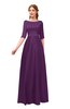 ColsBM Silver Plum Bridesmaid Dresses Mature Floor Length Boat Zip up Sash A-line