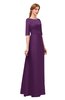 ColsBM Silver Plum Bridesmaid Dresses Mature Floor Length Boat Zip up Sash A-line