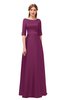 ColsBM Silver Raspberry Radiance Bridesmaid Dresses Mature Floor Length Boat Zip up Sash A-line