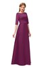 ColsBM Silver Raspberry Radiance Bridesmaid Dresses Mature Floor Length Boat Zip up Sash A-line