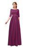 ColsBM Silver Raspberry Radiance Bridesmaid Dresses Mature Floor Length Boat Zip up Sash A-line