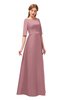 ColsBM Silver Rose Tan Bridesmaid Dresses Mature Floor Length Boat Zip up Sash A-line