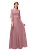 ColsBM Silver Rose Tan Bridesmaid Dresses Mature Floor Length Boat Zip up Sash A-line