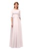 ColsBM Silver Rosewater Pink Bridesmaid Dresses Mature Floor Length Boat Zip up Sash A-line