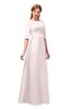ColsBM Silver Rosewater Pink Bridesmaid Dresses Mature Floor Length Boat Zip up Sash A-line