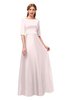 ColsBM Silver Rosewater Pink Bridesmaid Dresses Mature Floor Length Boat Zip up Sash A-line