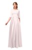 ColsBM Silver Rosewater Pink Bridesmaid Dresses Mature Floor Length Boat Zip up Sash A-line