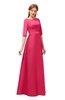 ColsBM Silver Rouge Red Bridesmaid Dresses Mature Floor Length Boat Zip up Sash A-line