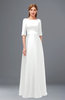 ColsBM Silver White Bridesmaid Dresses Mature Floor Length Boat Zip up Sash A-line