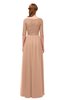 ColsBM Payton Almost Apricot Bridesmaid Dresses Sash A-line Modest Bateau Half Length Sleeve Zip up