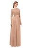 ColsBM Payton Almost Apricot Bridesmaid Dresses Sash A-line Modest Bateau Half Length Sleeve Zip up