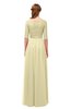 ColsBM Payton Anise Flower Bridesmaid Dresses Sash A-line Modest Bateau Half Length Sleeve Zip up