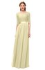 ColsBM Payton Anise Flower Bridesmaid Dresses Sash A-line Modest Bateau Half Length Sleeve Zip up