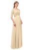 ColsBM Payton Apricot Gelato Bridesmaid Dresses Sash A-line Modest Bateau Half Length Sleeve Zip up