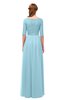 ColsBM Payton Aqua Bridesmaid Dresses Sash A-line Modest Bateau Half Length Sleeve Zip up