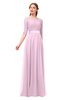 ColsBM Payton Baby Pink Bridesmaid Dresses Sash A-line Modest Bateau Half Length Sleeve Zip up