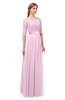 ColsBM Payton Baby Pink Bridesmaid Dresses Sash A-line Modest Bateau Half Length Sleeve Zip up