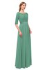 ColsBM Payton Beryl Green Bridesmaid Dresses Sash A-line Modest Bateau Half Length Sleeve Zip up
